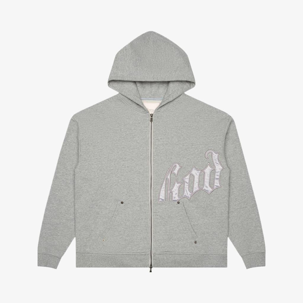 Godspeed 'OG Logo V2' 500 GSM French Terry Sweatsuit Grey / Silver Satin (Hoodie and Sweatpants) [GS005] Casual Fashion Hooded Sweatshirt Sweater Bottoms for Unisex Adult Mens Hypebeast - AVBL MRKT (2)