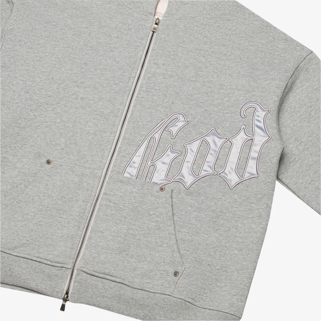 Godspeed 'OG Logo V2' 500 GSM French Terry Sweatsuit Grey / Silver Satin (Hoodie and Sweatpants) [GS005] Casual Fashion Hooded Sweatshirt Sweater Bottoms for Unisex Adult Mens Hypebeast - AVBL MRKT (5)