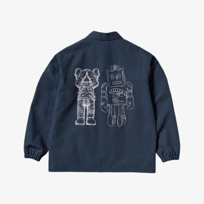KAWS x Uniqlo x Andy Warhol Coach Jacket Navy Blue (SS24) [476316] Casual Fashion Winter Coat for Unisex Adult Mens Hypebeast - AVBL MRKT (2)