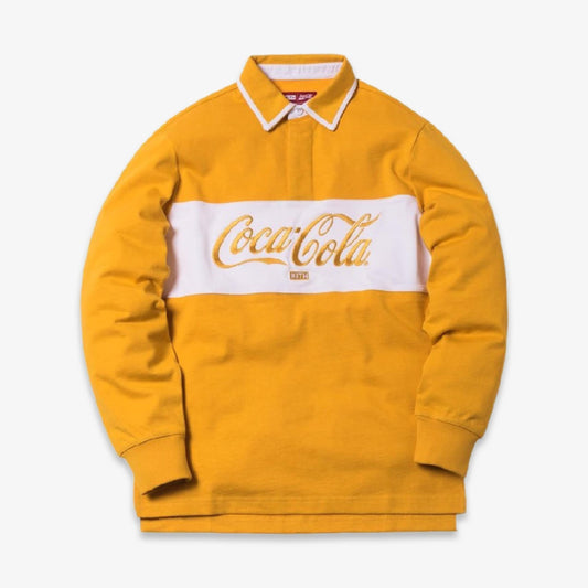 Kith x Coca-Cola Classic Rugby Yellow / White (FW18) [KH3317-112] Casual Fashion Polo Top for Unisex Adult Mens Hypebeast - AVBL MRKT (1)