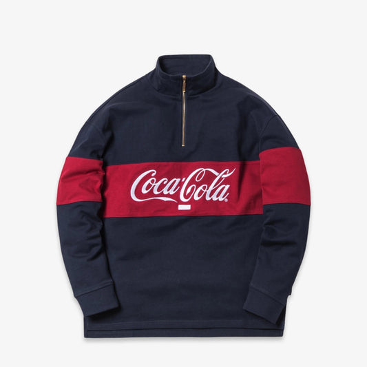Kith x Coca-Cola Quarter Zip Rugby Navy Blue / Red (FW18) [KH2232-102] Casual Fashion Top for Unisex Adult Mens Hypebeast - AVBL MRKT (1)