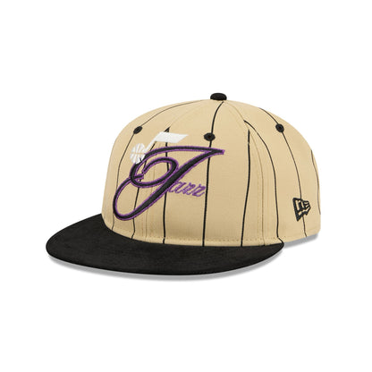 New Era Utah Jazz Pinstripe Script Retro Crown 9FIFTY Adjustable Hat - AVBL MRKT (1)