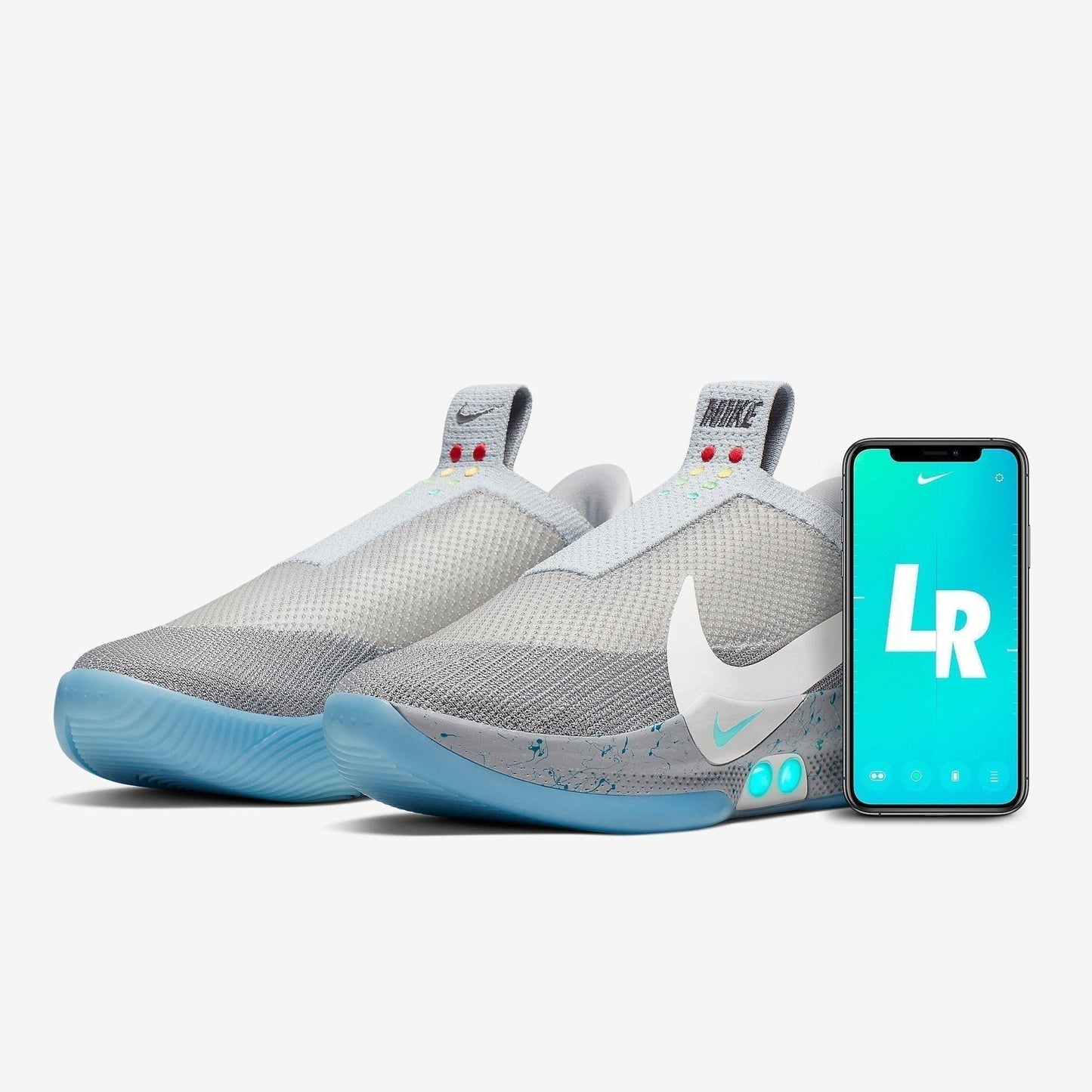 Nike Adapt BB 'Air Mag' (US Charger) (2018) [AO2582-002] Athletic Basketball Sports Sneakers in Wolf Grey / Multi-Color for Unisex Adult Mens - AVBL MRKT (1)