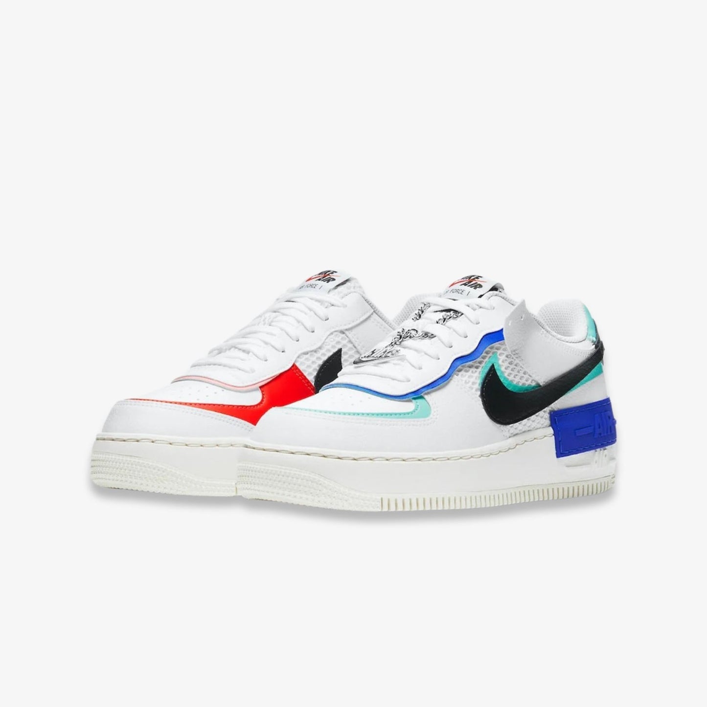 Nike Air Force 1 Low Shadow 'Multicolor 3D' (2020) (Womens) [DH1965-100] Athletic Basketball Casual Fashion Sports Sneakers in White / Black - Chile Red for Unisex Adult Female Ladies Girls WMNS - AVBL MRKT (1)