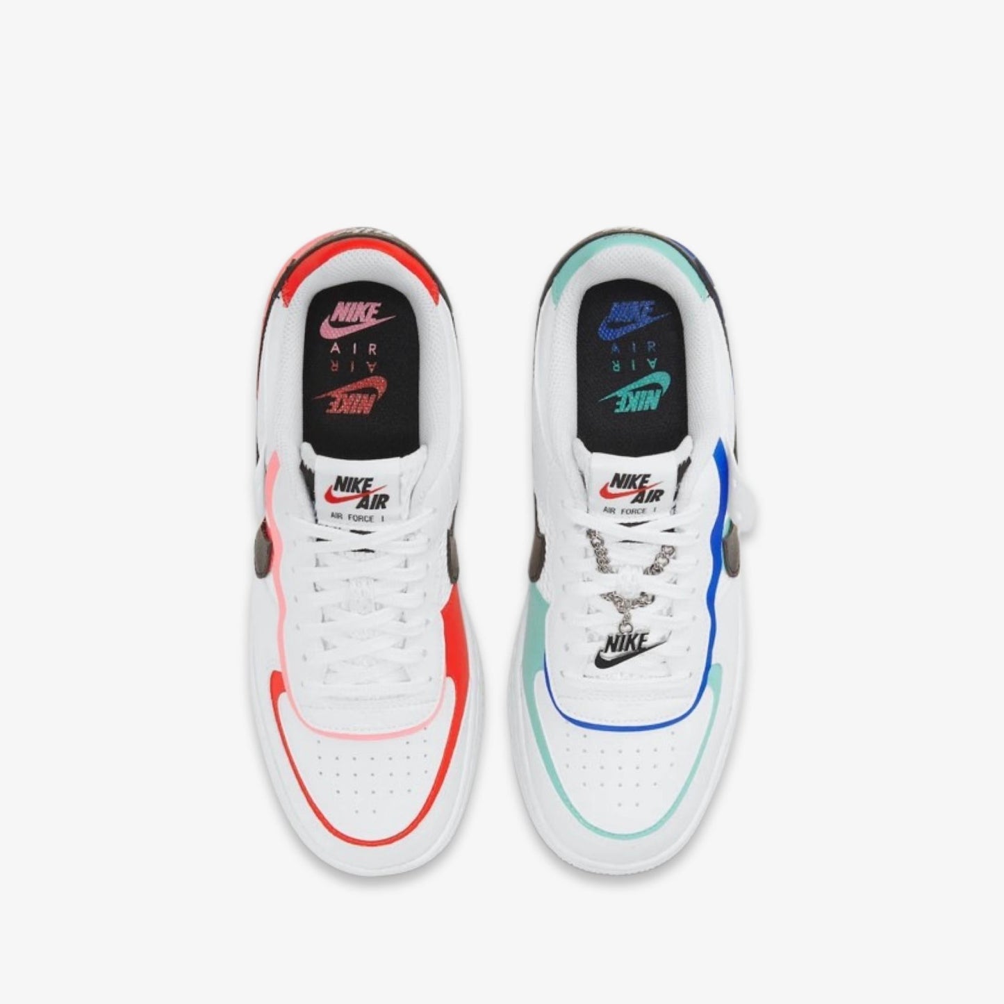 Nike Air Force 1 Low Shadow 'Multicolor 3D' (2020) (Womens) [DH1965-100] Athletic Basketball Casual Fashion Sports Sneakers in White / Black - Chile Red for Unisex Adult Female Ladies Girls WMNS - AVBL MRKT (4)