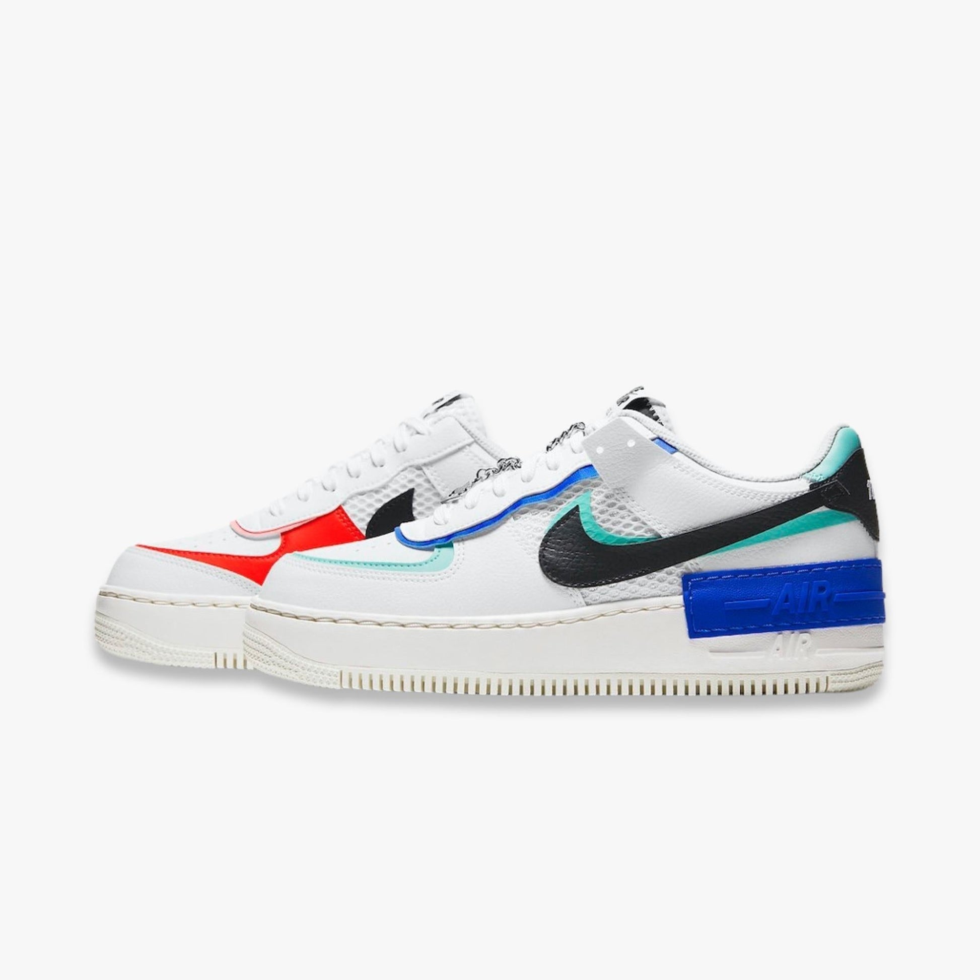 Nike Air Force 1 Low Shadow 'Multicolor 3D' (2020) (Womens) [DH1965-100] Athletic Basketball Casual Fashion Sports Sneakers in White / Black - Chile Red for Unisex Adult Female Ladies Girls WMNS - AVBL MRKT (2)