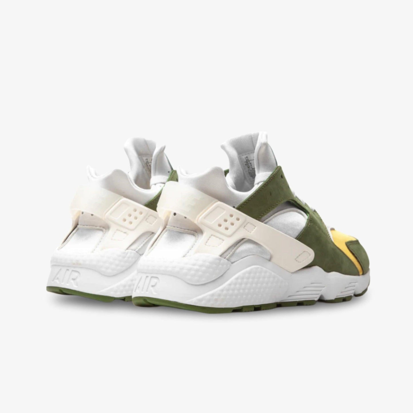 Nike Air Huarache LE x Stussy 'Dark Olive' (2021) [DD1381-300] Athletic Casual Fashion Running Sports Sneakers in Dark Olive / Varsity Maize - White for Unisex Adult Mens - AVBL MRKT (4)