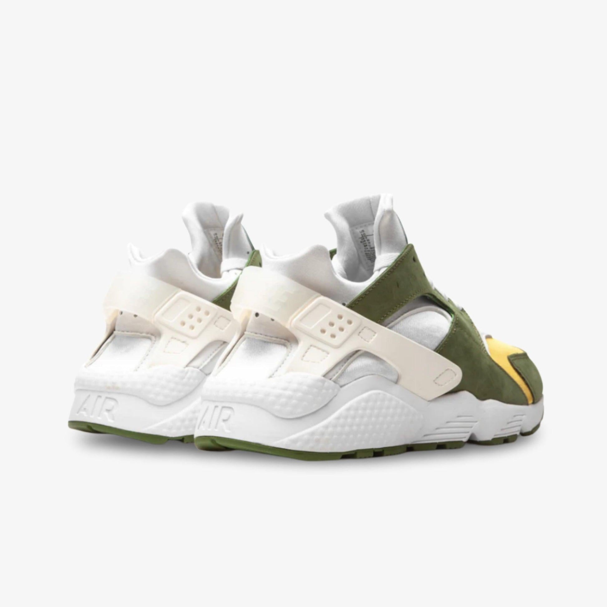Nike Air Huarache LE x Stussy 'Dark Olive' (2021) [DD1381-300] Athletic Casual Fashion Running Sports Sneakers in Dark Olive / Varsity Maize - White for Unisex Adult Mens - AVBL MRKT (4)