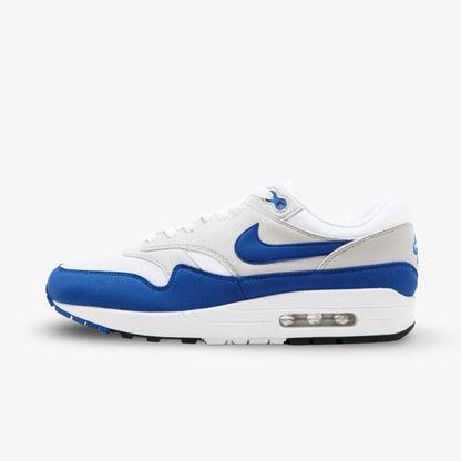 Nike Air Max 1 Anniversary 'Royal' (2017 Restock) [908375-102] Athletic Casual Fashion Running Sports Sneakers in White / Game Royal - Neutral Grey for Unisex Adult Mens - AVBL MRKT (2)