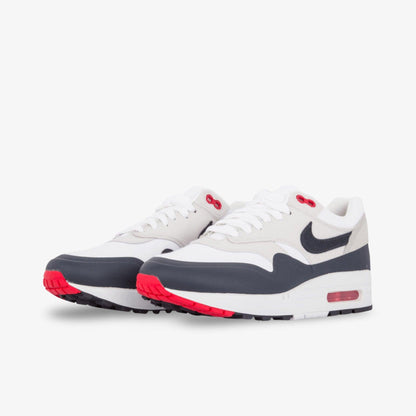 Nike Air Max 1 V SP 'Paris Patch' (2015) [704901-146] Athletic Casual Fashion Running Sports Sneakers in White / Obsidian - University Red for Unisex Adult Mens - AVBL MRKT (1)