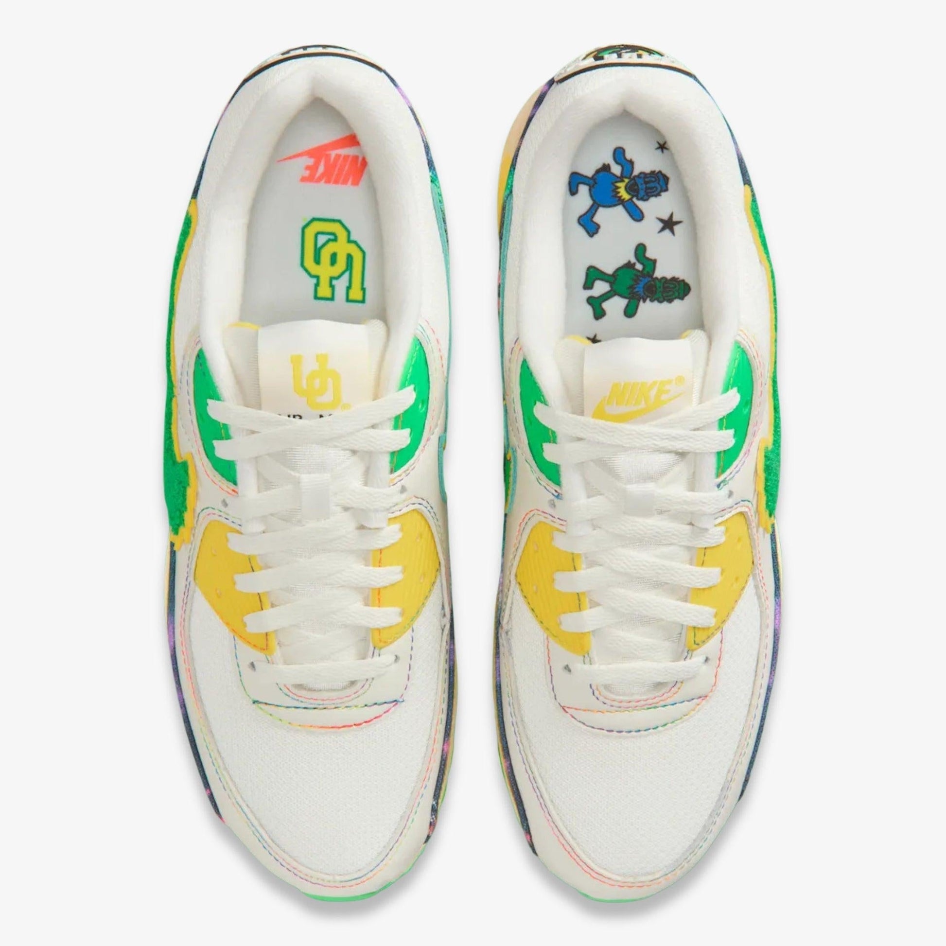 Nike Air Max 90 UOxGD x Grateful Dead x University of Oregon 'Grateful Ducks' (2025) [IM2511-100] Athletic Casual Fashion Running Sports Sneakers in Sail / Green Shock - Yellow Strike for Unisex Adult Mens - AVBL MRKT (5)