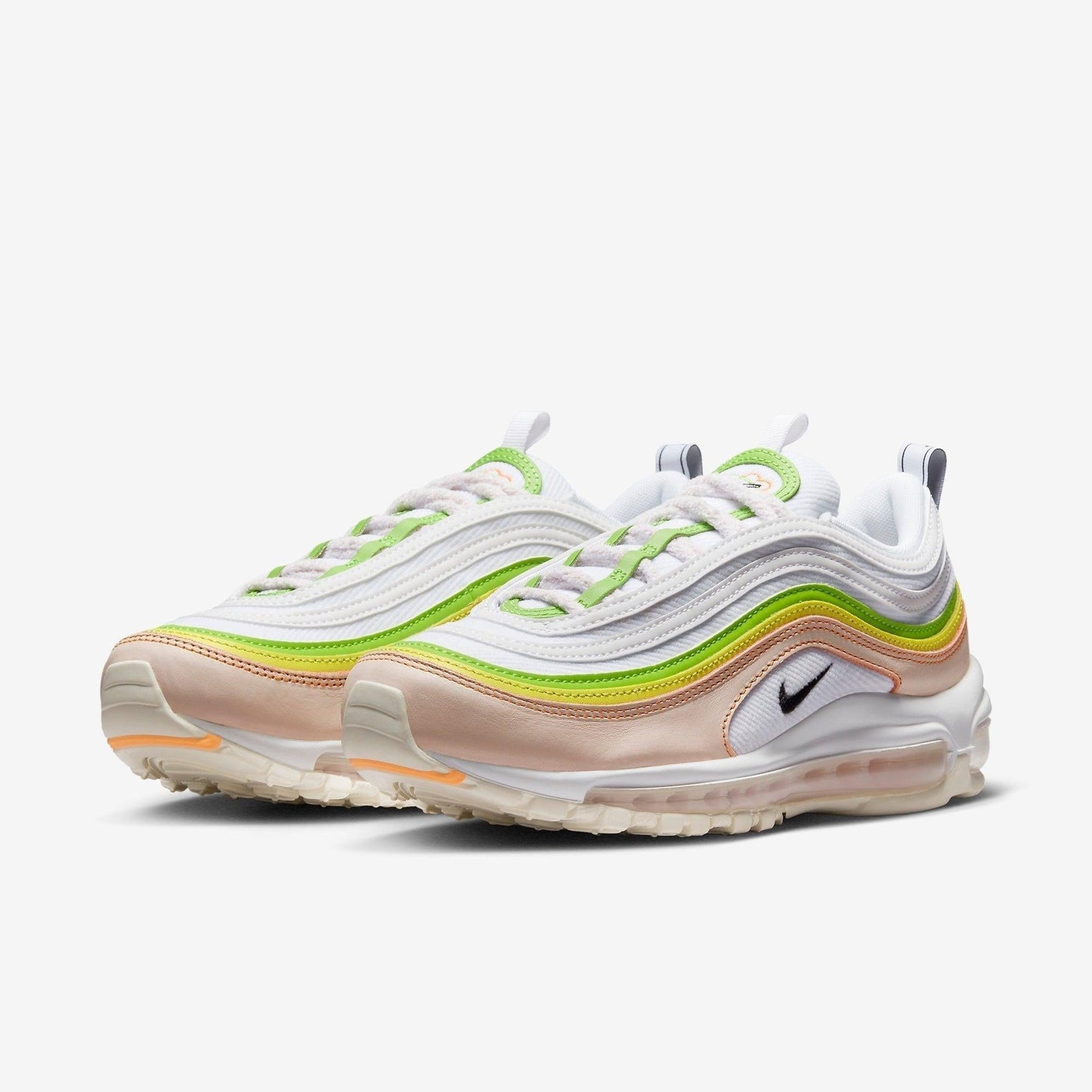 Nike Air Max 97 'Feel Love' (2023) (Womens) [FD0870-100] Athletic Casual Fashion Running Sports Sneakers in White / Black - Pearl Pink for Unisex Adult Female Ladies Girls WMNS - AVBL MRKT (1)