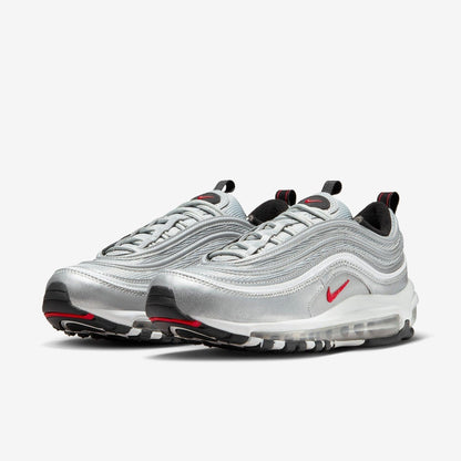 Nike Air Max 97 OG 'Metallic Silver Bullet' (2022) (Womens) [DQ9131-002] Athletic Casual Fashion Running Sports Sneakers in Metallic Silver / Varsity Red for Unisex Adult Female Ladies Girls WMNS - AVBL MRKT (1)