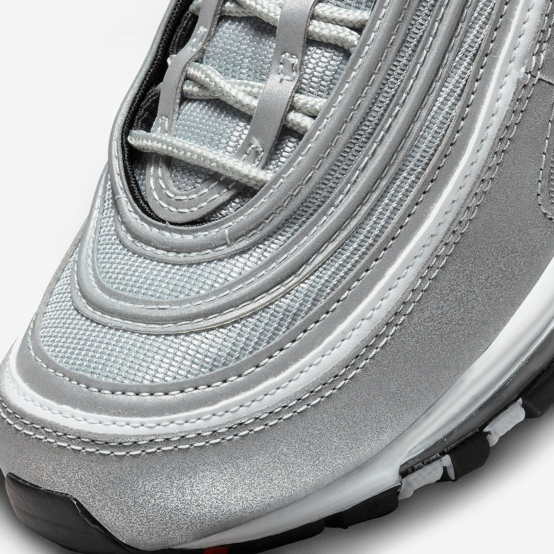 Nike Air Max 97 OG 'Metallic Silver Bullet' (2022) (Womens) [DQ9131-002] Athletic Casual Fashion Running Sports Sneakers in Metallic Silver / Varsity Red for Unisex Adult Female Ladies Girls WMNS - AVBL MRKT (7)