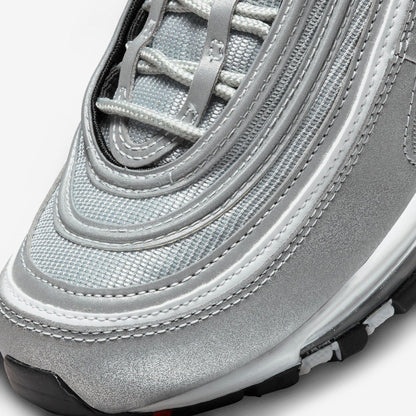 Nike Air Max 97 OG 'Metallic Silver Bullet' (2022) (Womens) [DQ9131-002] Athletic Casual Fashion Running Sports Sneakers in Metallic Silver / Varsity Red for Unisex Adult Female Ladies Girls WMNS - AVBL MRKT (7)