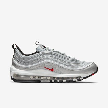 Nike Air Max 97 OG 'Metallic Silver Bullet' (2022) (Womens) [DQ9131-002] Athletic Casual Fashion Running Sports Sneakers in Metallic Silver / Varsity Red for Unisex Adult Female Ladies Girls WMNS - AVBL MRKT (4)