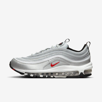Nike Air Max 97 OG 'Metallic Silver Bullet' (2022) (Womens) [DQ9131-002] Athletic Casual Fashion Running Sports Sneakers in Metallic Silver / Varsity Red for Unisex Adult Female Ladies Girls WMNS - AVBL MRKT (2)