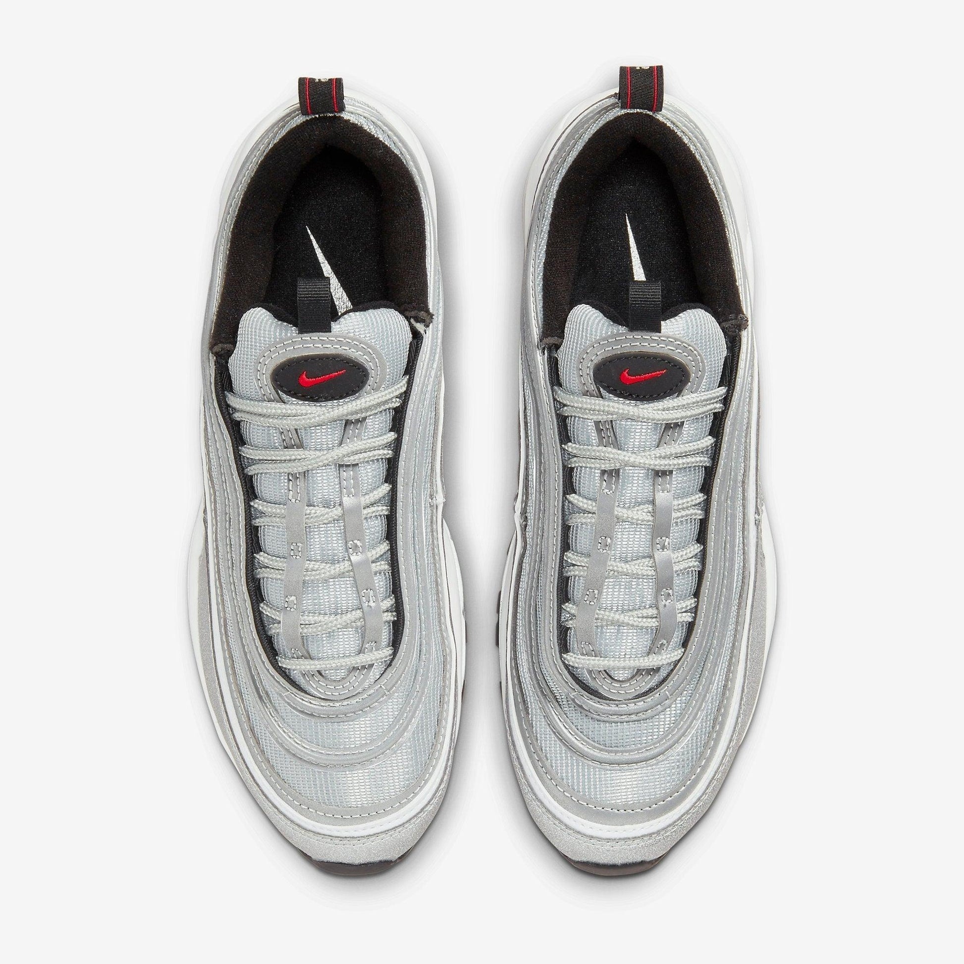 Nike Air Max 97 OG 'Metallic Silver Bullet' (2022) (Womens) [DQ9131-002] Athletic Casual Fashion Running Sports Sneakers in Metallic Silver / Varsity Red for Unisex Adult Female Ladies Girls WMNS - AVBL MRKT (5)