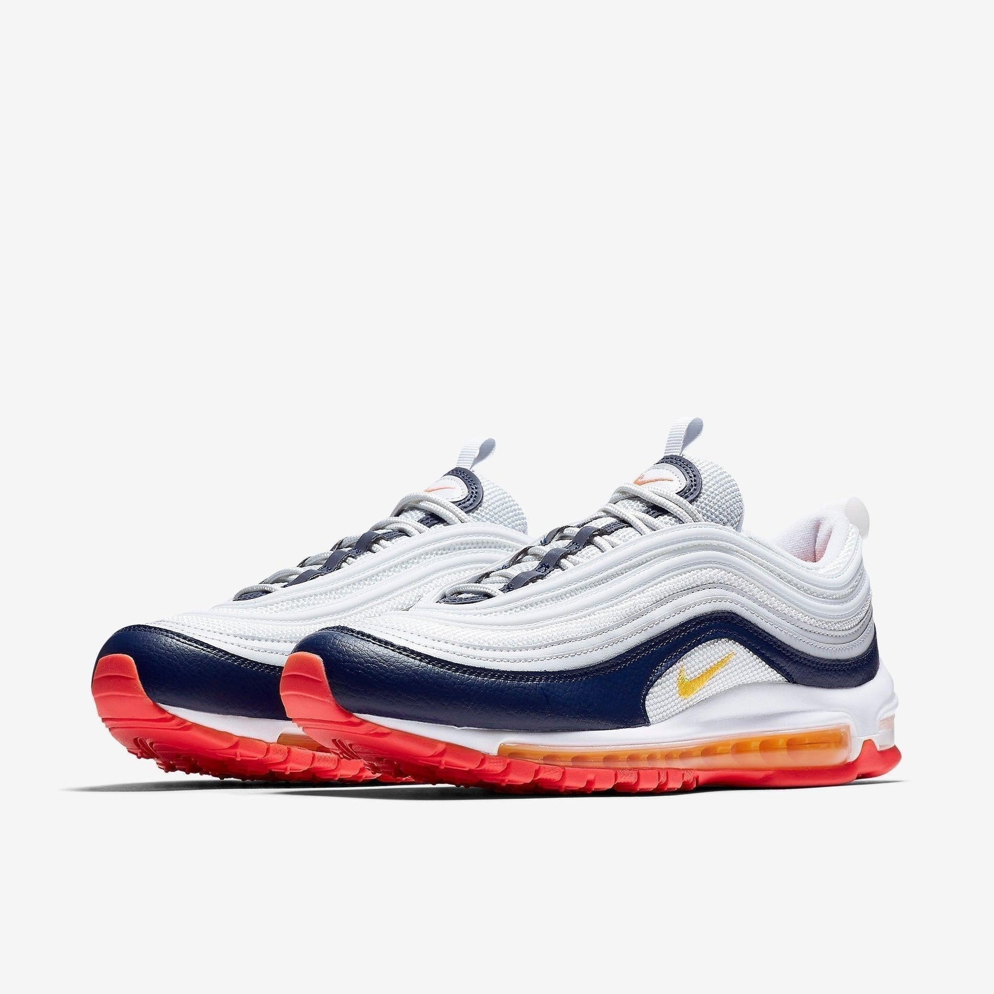Nike Air Max 97 'Pure Platinum' (2019) (Womens) [921733-015] Athletic Casual Fashion Running Sports Sneakers in Pure Platinum / Laser Orange for Unisex Adult Female Ladies Girls WMNS - AVBL MRKT (1)