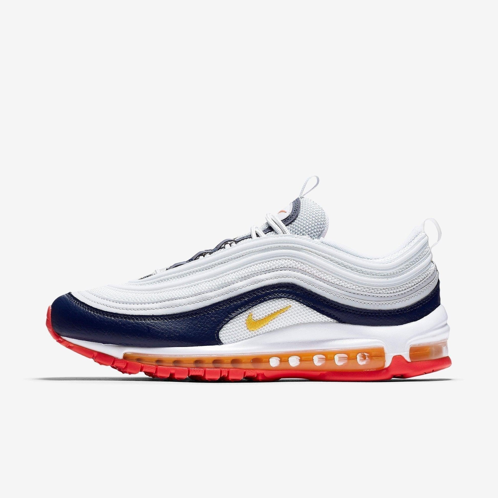 Nike Air Max 97 'Pure Platinum' (2019) (Womens) [921733-015] Athletic Casual Fashion Running Sports Sneakers in Pure Platinum / Laser Orange for Unisex Adult Female Ladies Girls WMNS - AVBL MRKT (2)