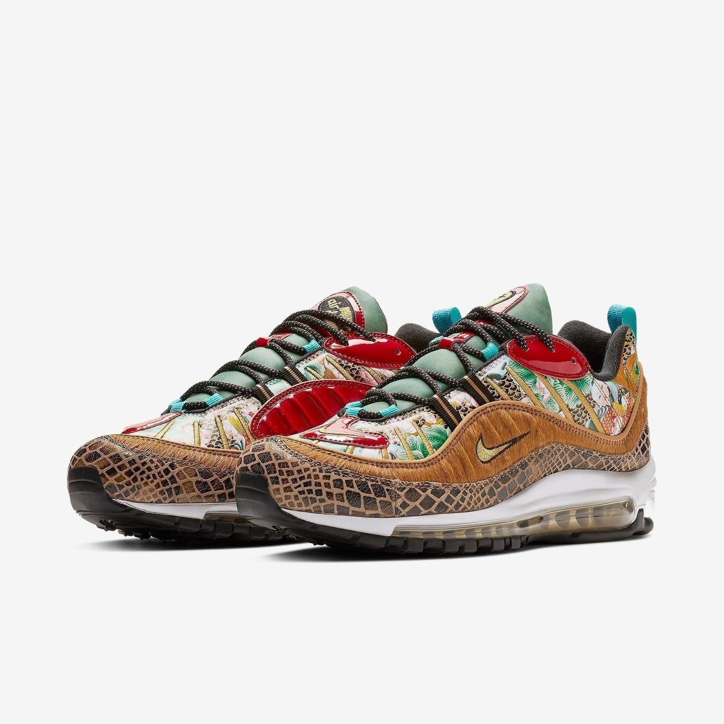 Nike Air Max 98 'CNY Chinese New Year' (2019) [BV6649-708] Athletic Casual Fashion Running Sports Sneakers in Wheat / Metallic Gold - Black for Unisex Adult Mens - AVBL MRKT (1)