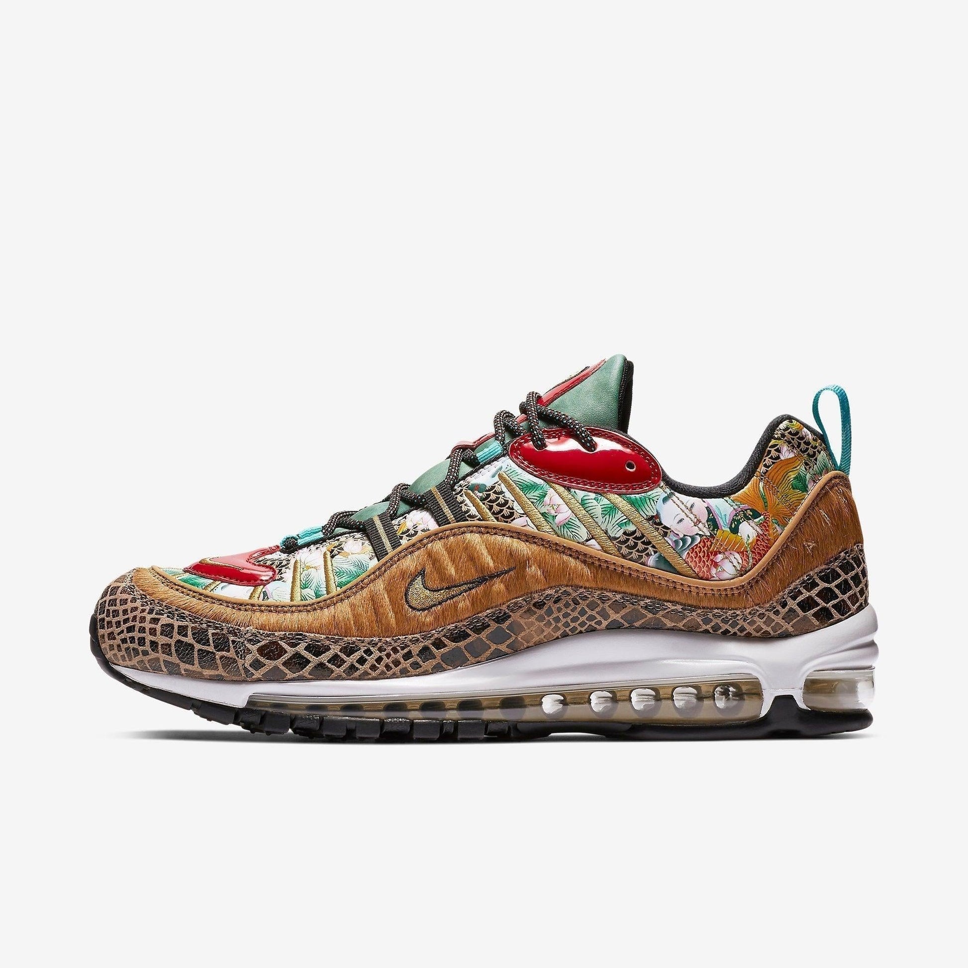 Nike Air Max 98 'CNY Chinese New Year' (2019) [BV6649-708] Athletic Casual Fashion Running Sports Sneakers in Wheat / Metallic Gold - Black for Unisex Adult Mens - AVBL MRKT (2)