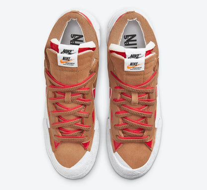 Nike Blazer Low x Sacai 'British Tan' (2021) [DD1877-200] Athletic Basketball Skateboarding Sports Fashion Sneakers in Light British Tan / University Red - White for Unisex Adult Mens - AVBL MRKT (5)