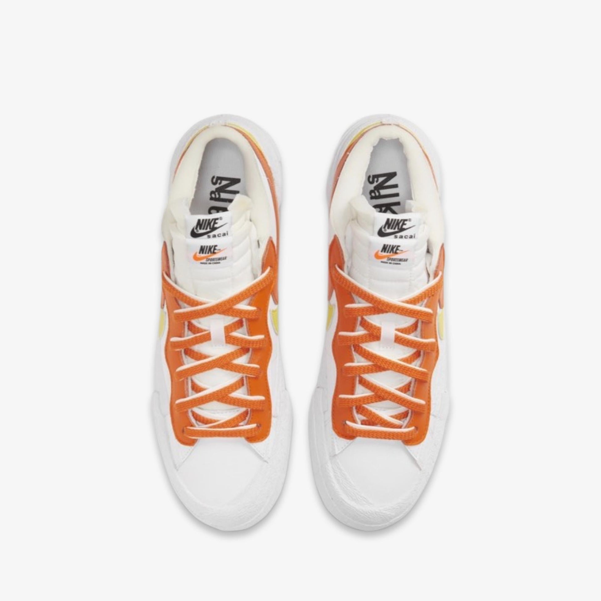 Nike Blazer Low x Sacai 'Magma Orange' (2021) [DD1877-100] Athletic Basketball Skateboarding Sports Fashion Sneakers in White / Magma Orange - White - Yellow for Unisex Adult Mens - AVBL MRKT (5)