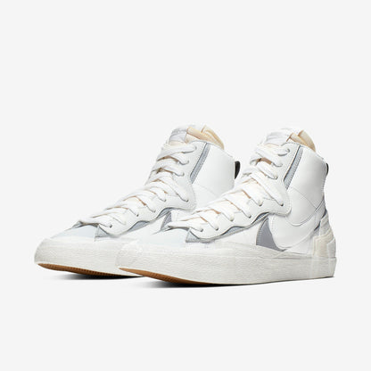 Nike Blazer Mid x Sacai 'White' (2019) [BV0072-100] Athletic Basketball Skateboarding Sports Fashion Sneakers in White / Wolf Grey - Pure Platinum for Unisex Adult Mens - AVBL MRKT (1)