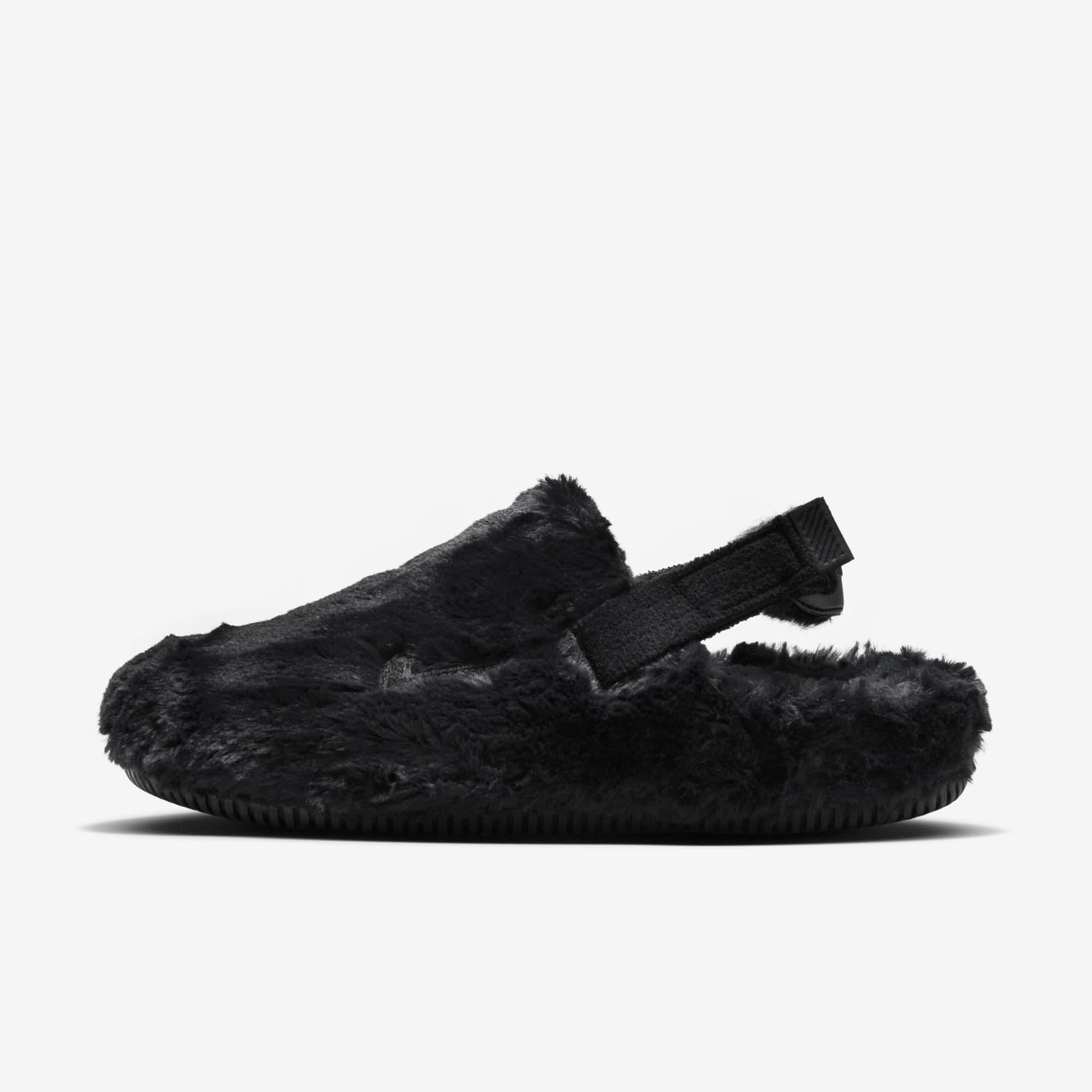 Nike Calm Mule SE NA 'Triple Black Fur' (2024) (Womens) [FZ3119-001] Athletic Casual Fashion Slides Sandals Clog Slippers for Unisex Adult Female Ladies Girls WMNS - AVBL MRKT (2)