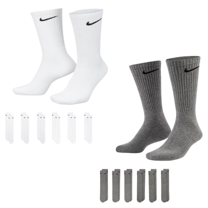 Nike Dri-FIT Everyday Cushioned High Training Crew Socks (6 Pack) White | Carbon Heather Grey - AVBL MRKT (1)
