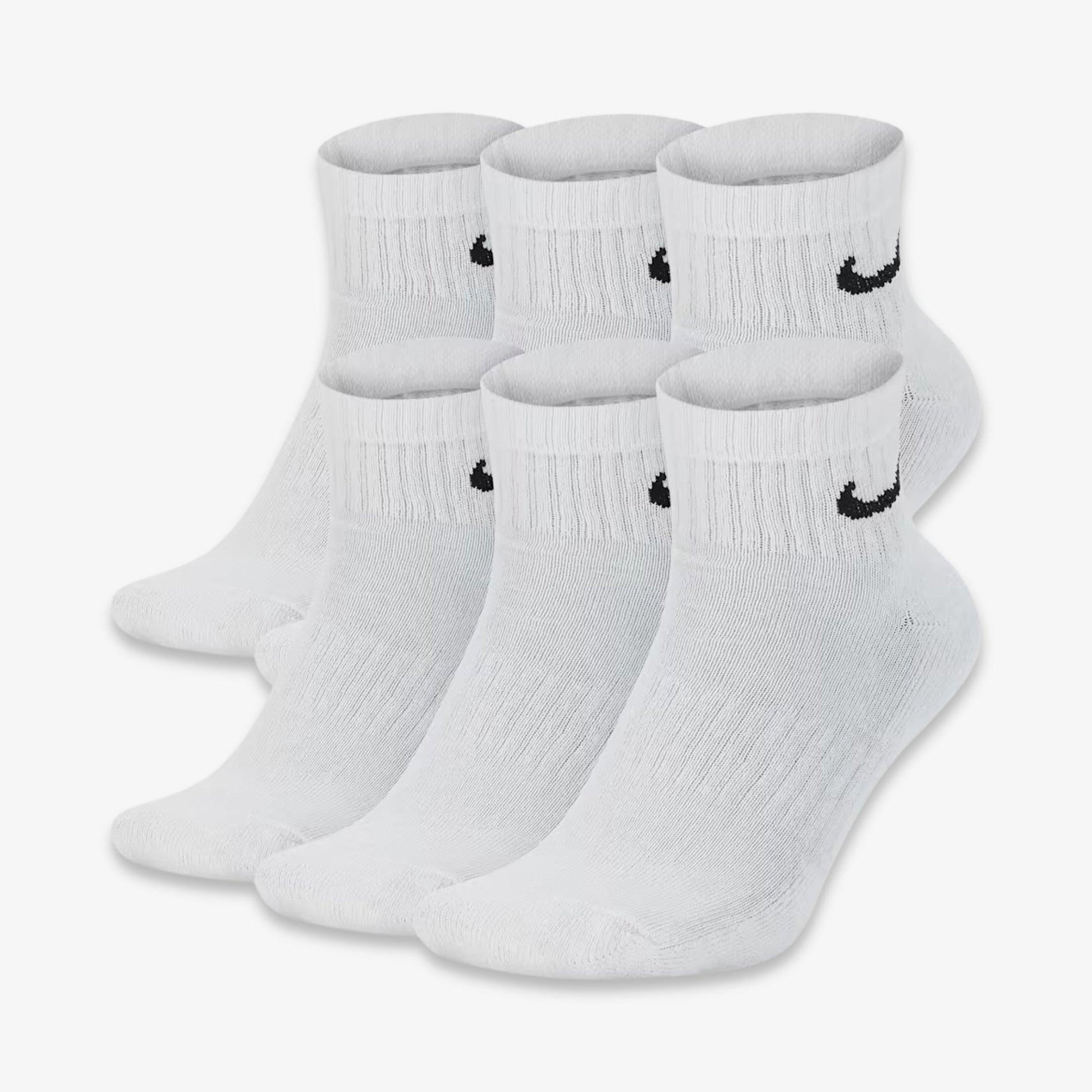 Nike Dri-FIT Everyday Cushioned Mid Socks (6 Pack) White [SX7669-100] Casual Fashion Cozy for Unisex Adult Mens Womens Kids GS Youth Hypebeast - AVBL MRKT (1)