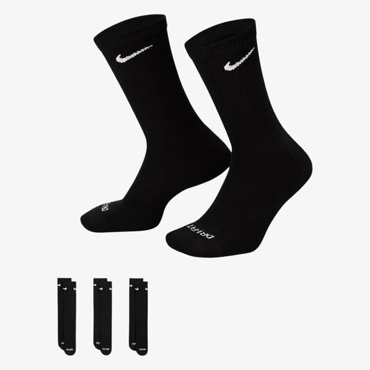 Nike Dri-FIT Everyday Plus Cushioned High Training Crew Socks (3 Pack) Black [SX6888-010] Casual Fashion Cozy for Unisex Adult Mens Womens Kids GS Youth Hypebeast - AVBL MRKT (1)