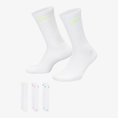Nike Dri-FIT Everyday Plus Cushioned High Training Crew Socks (3 Pack) White / Multicolor [SX6888-938] Casual Fashion Cozy for Unisex Adult Mens Womens Kids GS Youth Hypebeast - AVBL MRKT (1)