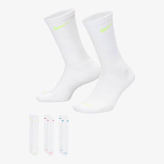 Nike Dri-FIT Everyday Plus Cushioned High Training Crew Socks (3 Pack) White / Multicolor [SX6888-938] Casual Fashion Cozy for Unisex Adult Mens Womens Kids GS Youth Hypebeast - AVBL MRKT (1)