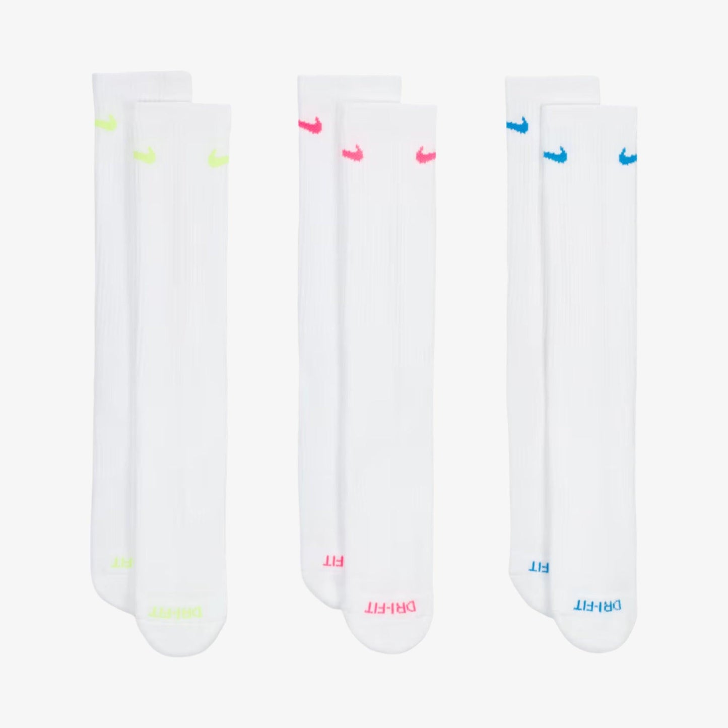 Nike Dri-FIT Everyday Plus Cushioned High Training Crew Socks (3 Pack) White / Multicolor [SX6888-938] Casual Fashion Cozy for Unisex Adult Mens Womens Kids GS Youth Hypebeast - AVBL MRKT (2)