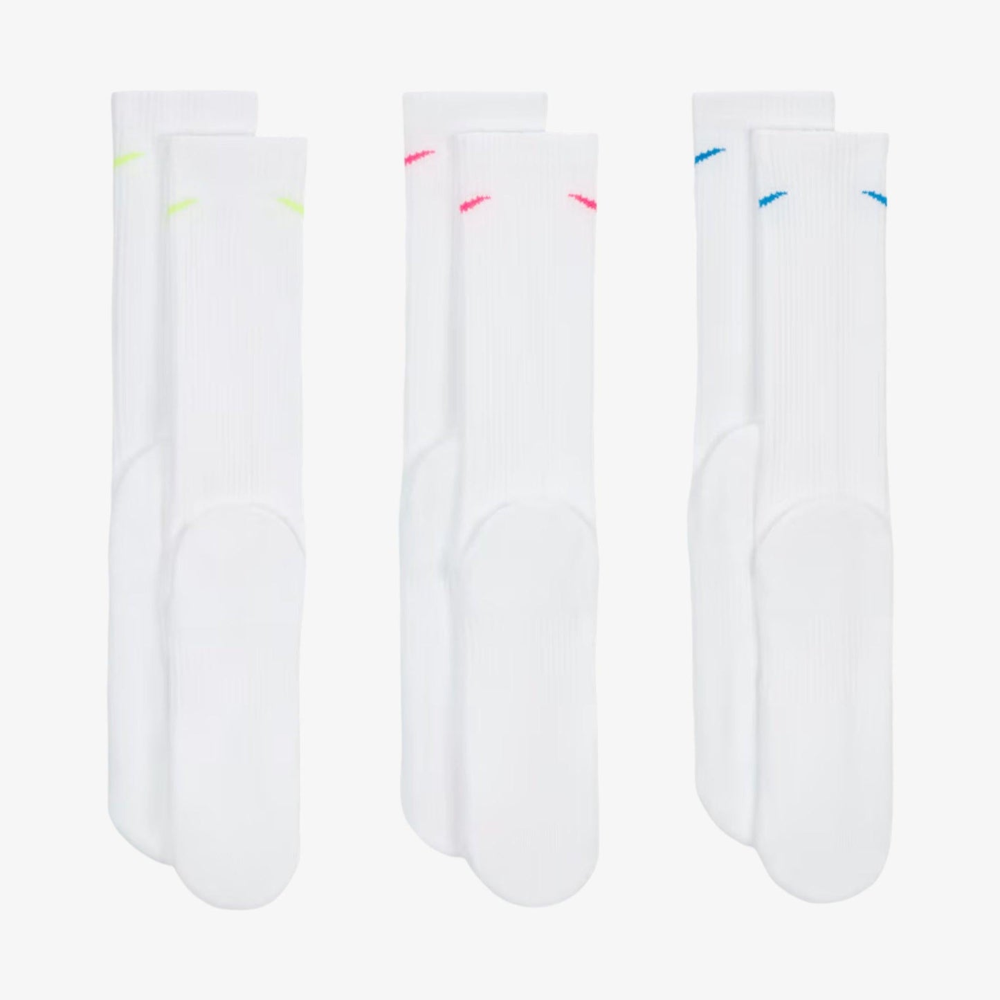 Nike Dri-FIT Everyday Plus Cushioned High Training Crew Socks (3 Pack) White / Multicolor [SX6888-938] Casual Fashion Cozy for Unisex Adult Mens Womens Kids GS Youth Hypebeast - AVBL MRKT (4)