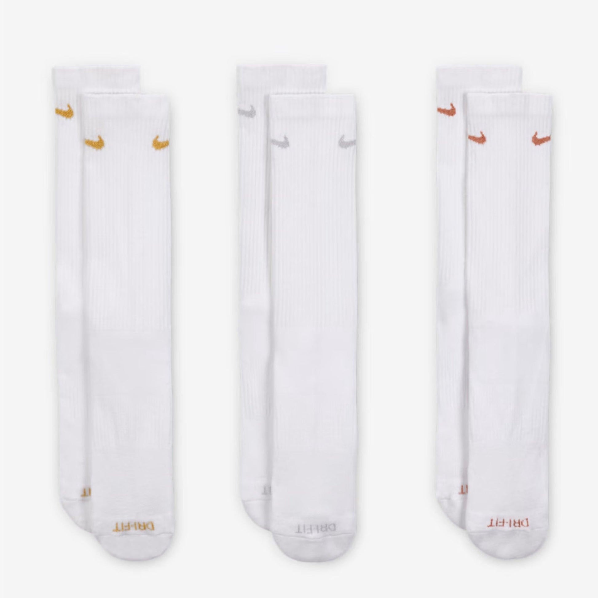 Nike Dri-FIT Everyday Plus Cushioned High Training Crew Socks (3 Pack) White / Multicolor [SX6888-941] Casual Fashion Cozy for Unisex Adult Mens Womens Kids GS Youth Hypebeast - AVBL MRKT (2)