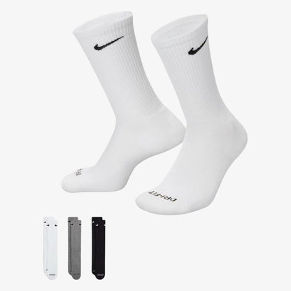 Nike Dri-FIT Everyday Plus Cushioned High Training Crew Socks (3 Pack) White / Multicolor [SX6888-964] Casual Fashion Cozy for Unisex Adult Mens Womens Kids GS Youth Hypebeast - AVBL MRKT (1)