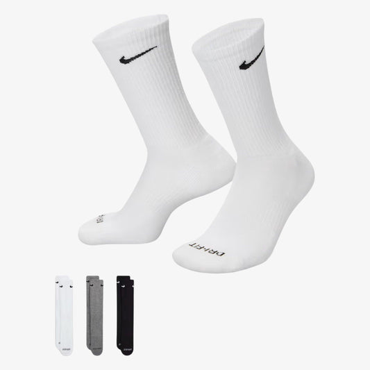Nike Dri-FIT Everyday Plus Cushioned High Training Crew Socks (3 Pack) White / Multicolor [SX6888-964] Casual Fashion Cozy for Unisex Adult Mens Womens Kids GS Youth Hypebeast - AVBL MRKT (1)