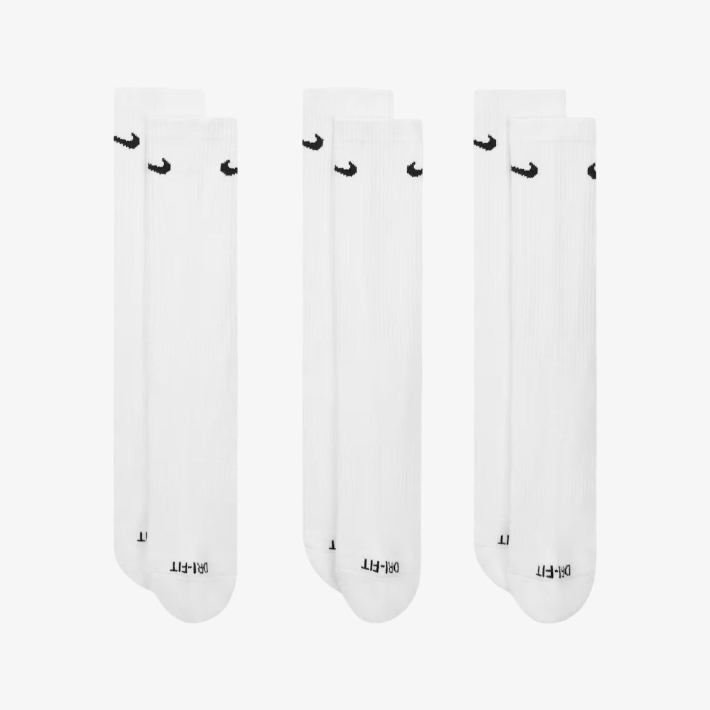 Nike Dri-FIT Everyday Plus Cushioned High Training Crew Socks (3 Pack) White [SX6888-100] Casual Fashion Cozy for Unisex Adult Mens Womens Kids GS Youth Hypebeast - AVBL MRKT (2)