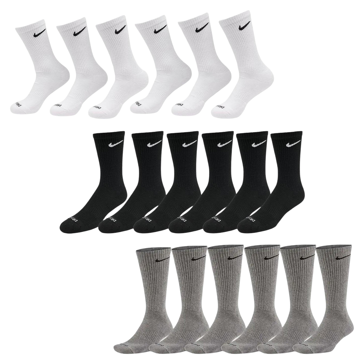 Nike Dri-FIT Everyday Plus Cushioned High Training Crew Socks (6 Pack) - AVBL MRKT (1)