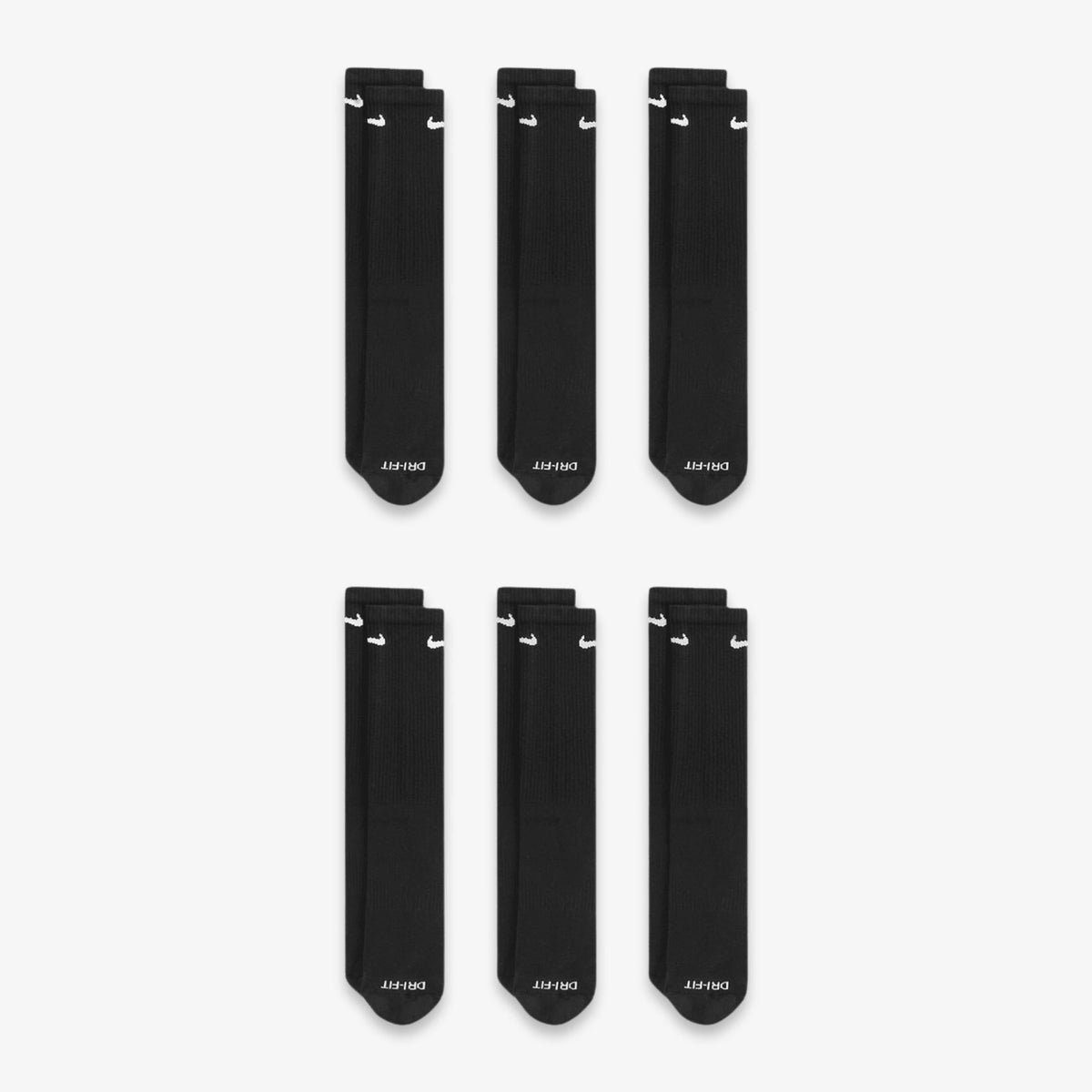 Nike Dri-FIT Everyday Plus Cushioned High Training Crew Socks (6 Pack) Black - AVBL MRKT (2)