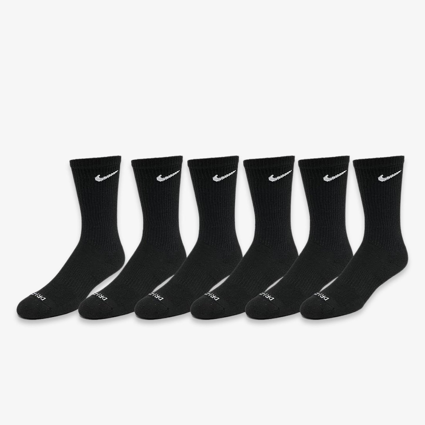 Nike Dri-FIT Everyday Plus Cushioned High Training Crew Socks (6 Pack) Black [SX6897-010] Casual Fashion Cozy for Unisex Adult Mens Womens Kids GS Youth Hypebeast - AVBL MRKT (1)