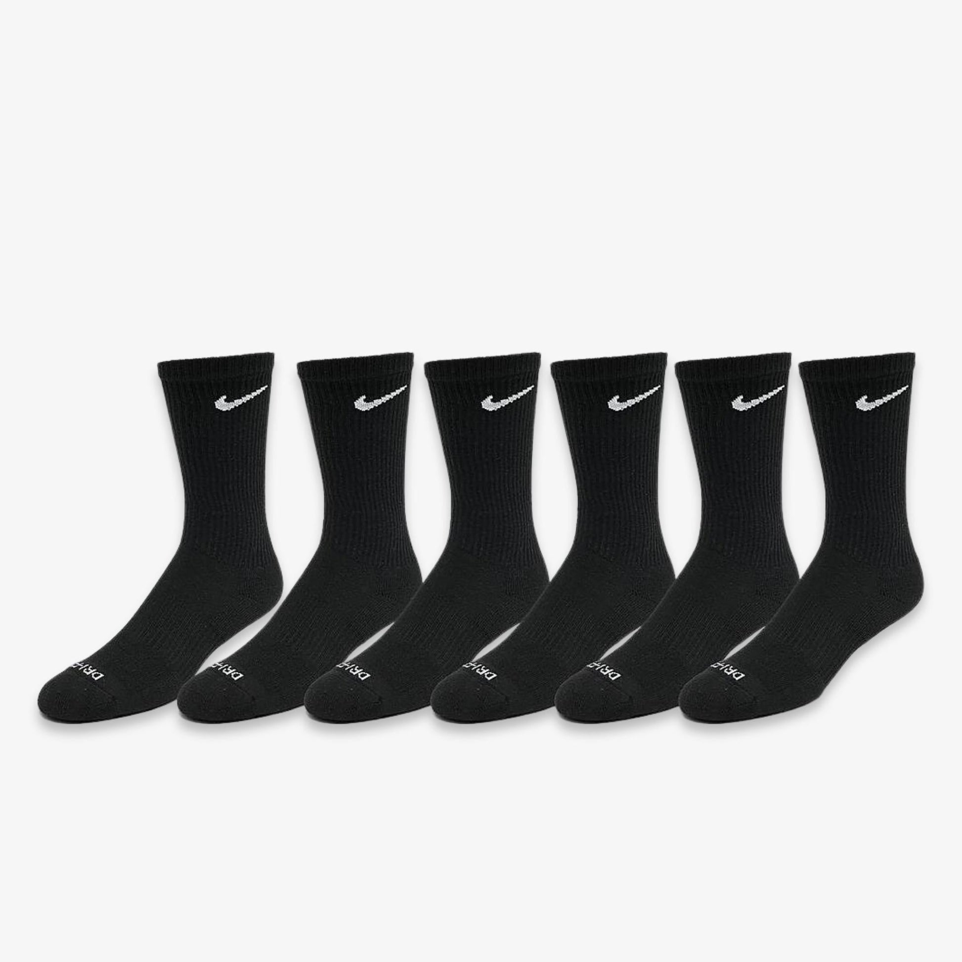 Nike Dri-FIT Everyday Plus Cushioned High Training Crew Socks (6 Pack) Black [SX6897-010] Casual Fashion Cozy for Unisex Adult Mens Womens Kids GS Youth Hypebeast - AVBL MRKT (1)
