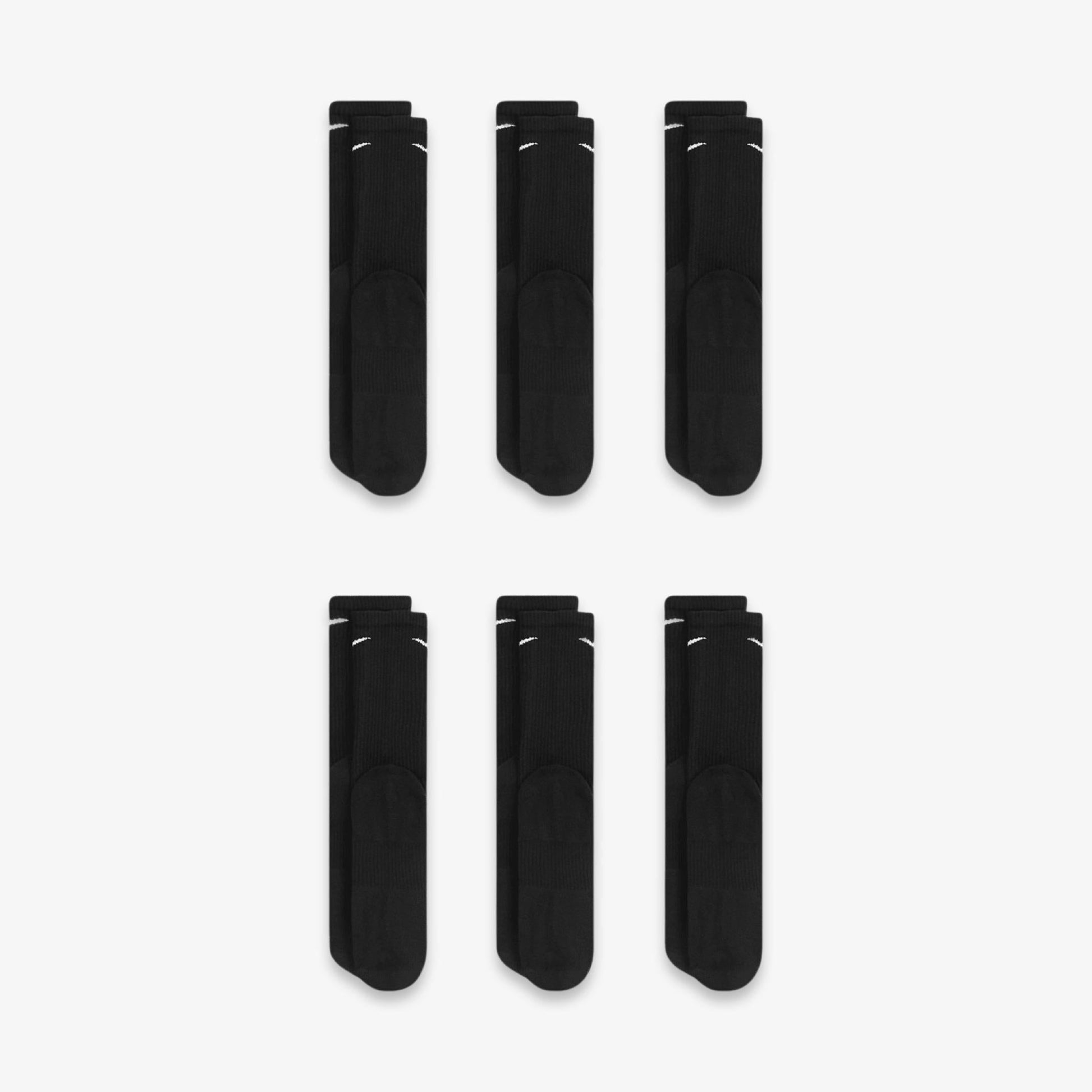 Nike Dri-FIT Everyday Plus Cushioned High Training Crew Socks (6 Pack) Black [SX6897-010] Casual Fashion Cozy for Unisex Adult Mens Womens Kids GS Youth Hypebeast - AVBL MRKT (4)