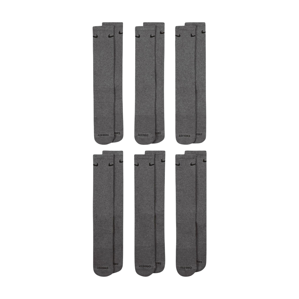 Nike Dri-FIT Everyday Plus Cushioned High Training Crew Socks (6 Pack) Carbon Heather Grey [SX6897-065] - AVBL MRKT (2)