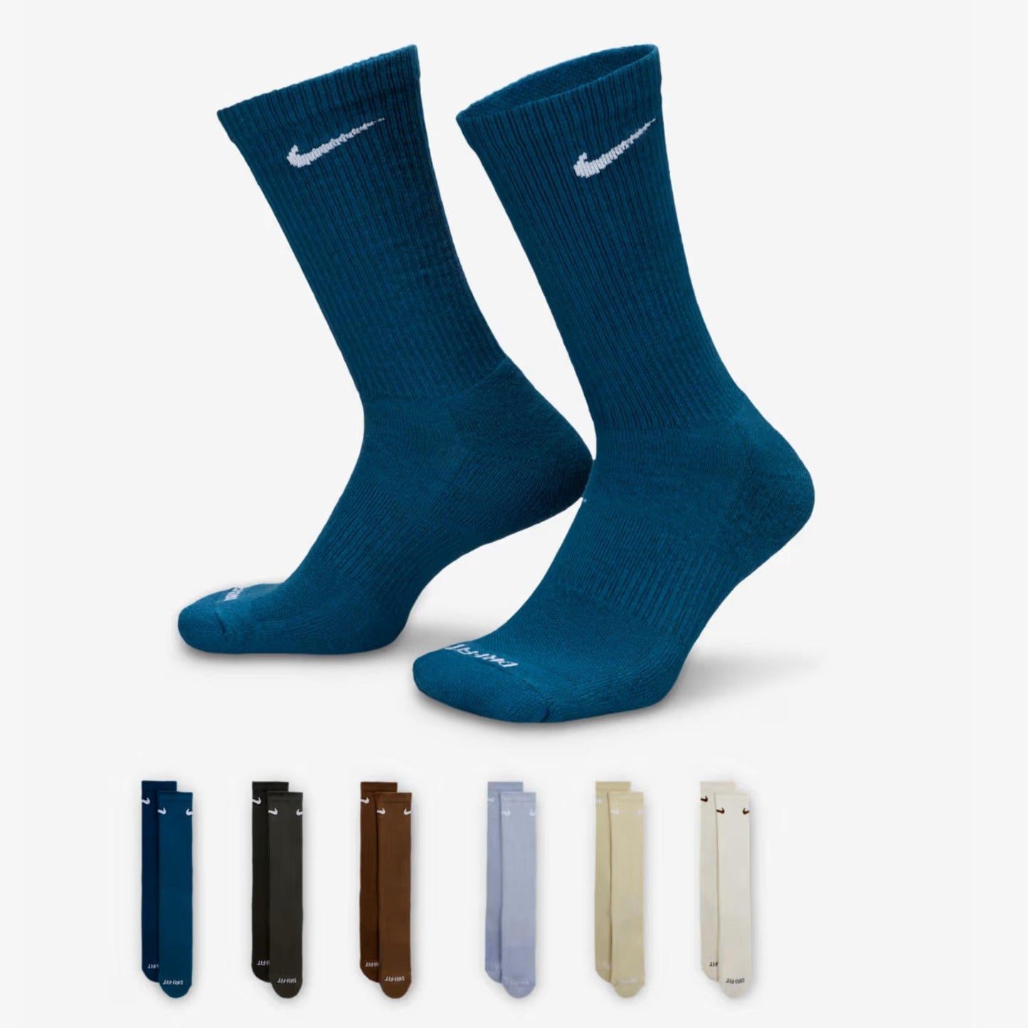 Nike Dri-FIT Everyday Plus Cushioned High Training Crew Socks (6 Pack) Multicolor [SX6897-970] Casual Fashion Cozy for Unisex Adult Mens Womens Kids GS Youth Hypebeast - AVBL MRKT (1)