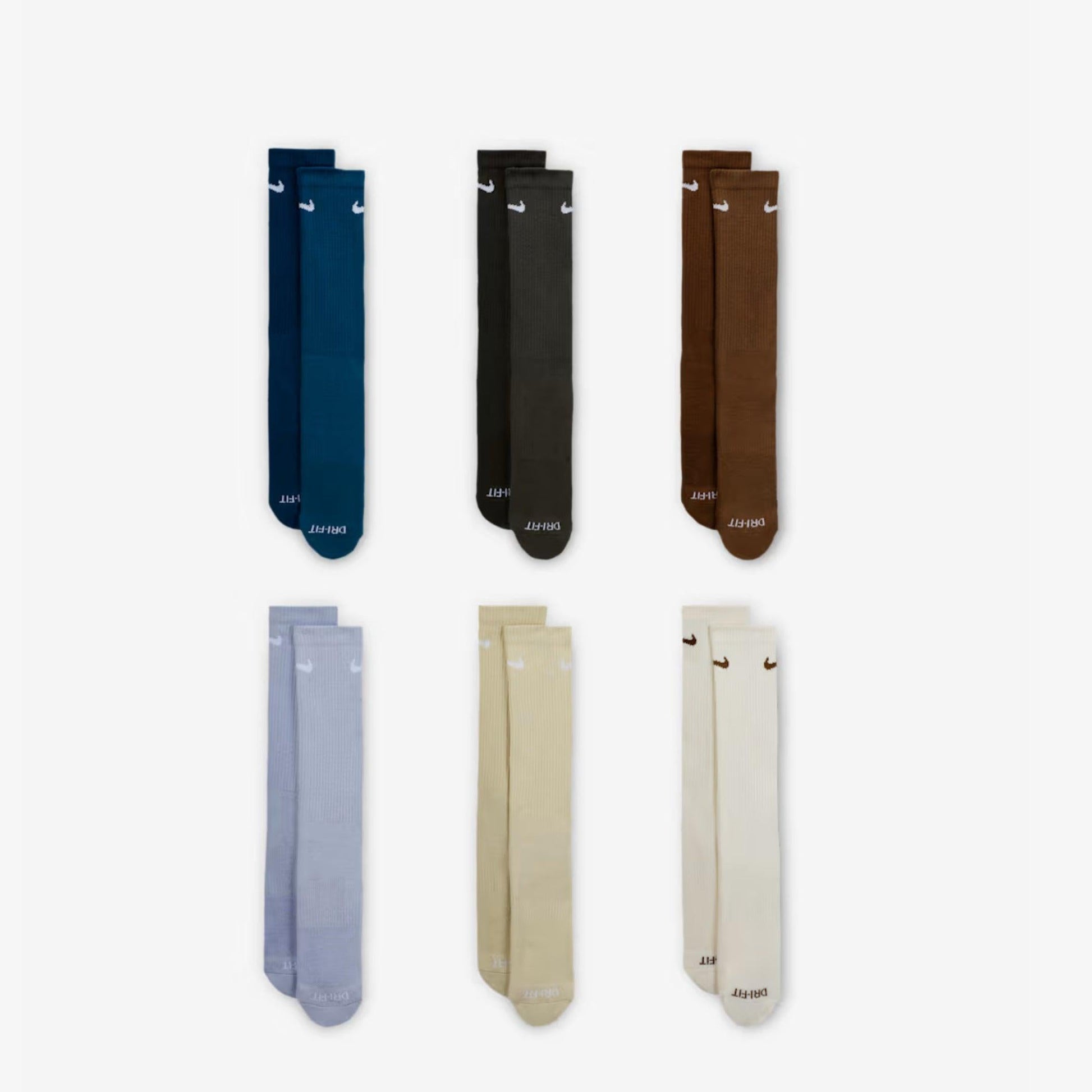 Nike Dri-FIT Everyday Plus Cushioned High Training Crew Socks (6 Pack) Multicolor [SX6897-970] Casual Fashion Cozy for Unisex Adult Mens Womens Kids GS Youth Hypebeast - AVBL MRKT (2)