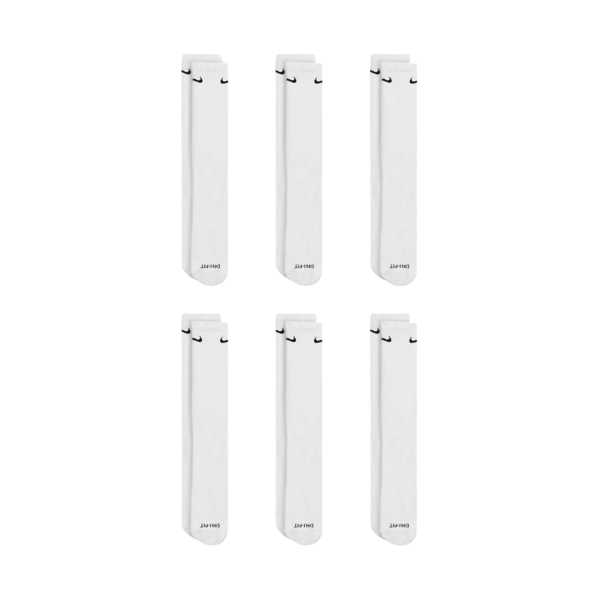 Nike Dri-FIT Everyday Plus Cushioned High Training Crew Socks (6 Pack) White | Black - AVBL MRKT (3)